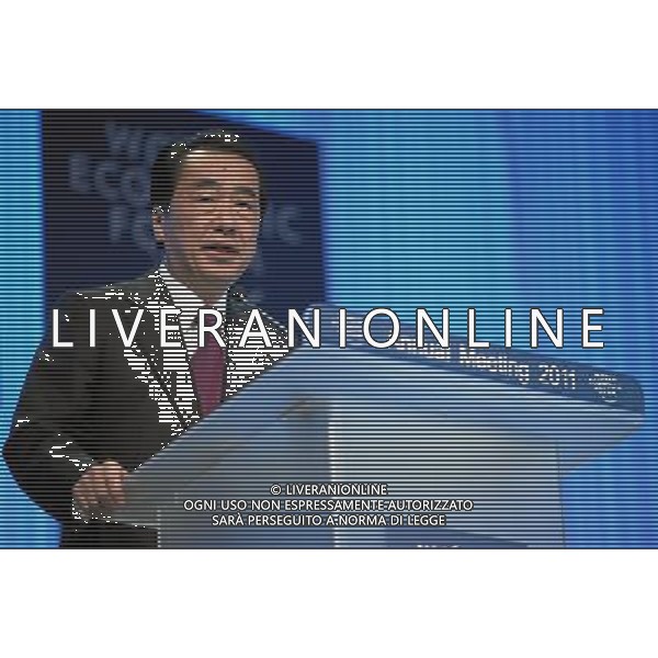 DAVOS/SWITZERLAND, 29JAN11 - Naoto Kan, Prime Minister of Japan delivers a special address during the session \'Vision for Japan\' at the Annual Meeting 2011 of the World Economic Forum in Davos, Switzerland, January 29, 2011. World Economic Forum AG. ALDO LIVERANI SAS ITALY ONLY