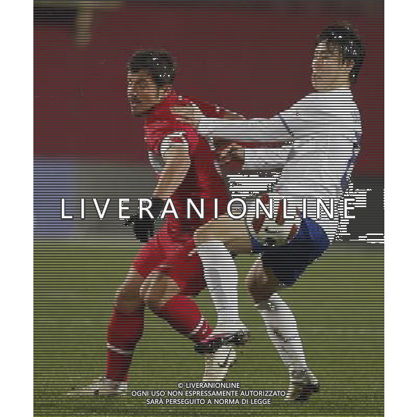 Friendly soccer match between Turkey and South Korea at Avni Aker Stadium in Trabzon, Turkey on February 09, 2011 match scored: Turkey 0 - South Korea 0 NELLA FOTO Emre Belozoglu (L) of Turkey and Yong Rae Lee (R) of South Korea FOT. SESKIM/NEWSPIX.PL /ALDO LIVERANI S A S ONLY ITALY 