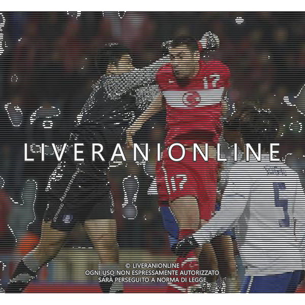 Friendly soccer match between Turkey and South Korea at Avni Aker Stadium in Trabzon, Turkey on February 09, 2011 match scored: Turkey 0 - South Korea 0 NELLA FOTO Goalkeeper Sung Ryong Jung of South Korea and Burak Yilmaz of Turkey FOT. SESKIM/NEWSPIX.PL /ALDO LIVERANI S A S ONLY ITALY 