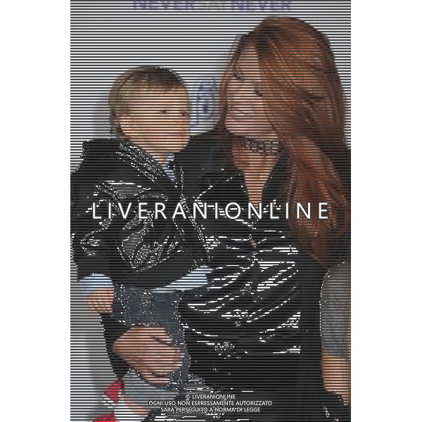 8 February 2011 - Los Angeles, California - Angie Everhart and children. \'Justin Bieber: Never Say Never\' Los Angeles Premiere held at Nokia Theater L.A. Live. Photo Credit: Byron Purvis/AdMedia AG. ALDO LIVERANI SAS ITALY ONLY *** Local Caption ***