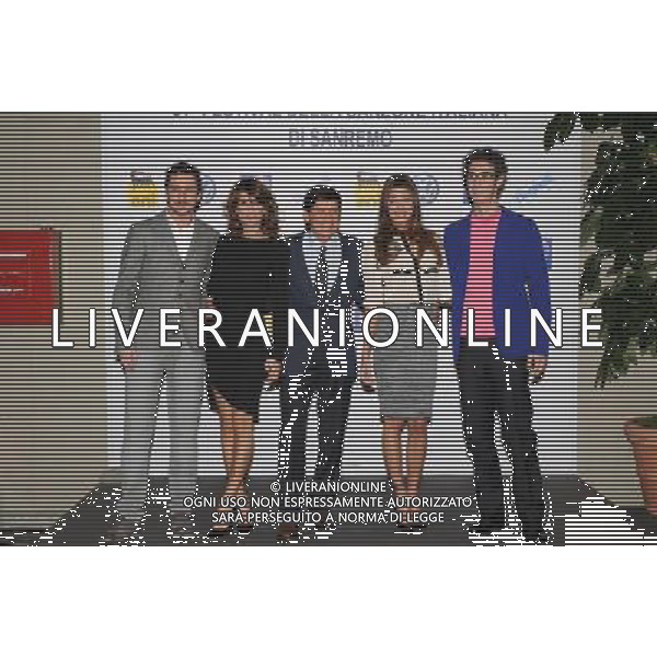 SANREMO 14 FEBBRAIO 2011 61mo FESTIVAL DELLA CANZONE ITALIANA CONFERENZA STAMPA DI PRESENTAZIONE UFFICIALE NELLLA FOTO LUCA BIZZARRI , ELISABETTA CANALIS , GIANNI MORANDI , BELEN RODRIGUEZ , PAOLO KESSISOGLU FOTO GAZZANICA/AG. ALDO LIVERANI SAS