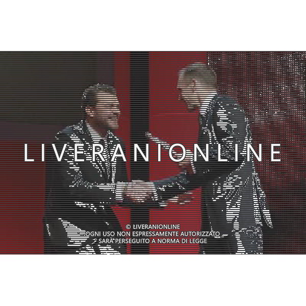 Pilou Asbaek (Denmark) receives the award from Ralph Fiennes. Europe\'s most promising young actors receive the Shooting Star awards 2011 at the Berlinale 2011, 61. Internationale Filmfestspiele Berlin / 61st Berlin International Film Festival. FESTIWAL FILMOWY W BERLINIE 2011 NAGRODY DLA MLODYCH AKTOROW FOT. FUTURE IMAGE/NEWSPIX.PL ITALY ONLY !!! --- Newspix.pl /AG ALDO LIVERANI CINEMA BERLINALE CINEMA FESTIVAL - ITALY ONLY - *** Local Caption *** .