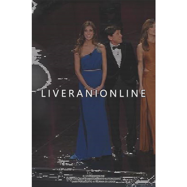 61mo FESTIVAL DELLA CANZONE ITALIANA DI SANREMO 16/02/2011 SECONDA SERATA NELLA FOTO GIANNI MORANDI CON BELEN RODRIGUEZ E ELISABETTA CANALIS ©GAZZANIGA/AGENZIA ALDO LIVERANI SAS
