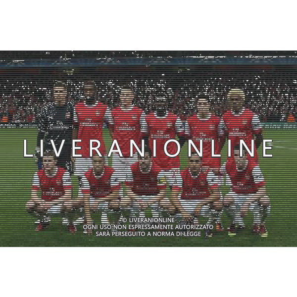  16.02.2011 - LONDON - UEFA CHAMPIONS LEAGUE MATCH - LEG 1 - ARSENAL V BARCELONA - EMIRATES STADIUM - ARSENAL - LONDON NELLA FOTO FORMAZIONE ARSENAL- JOHAN DJOUROU LAURENT KOSCIELNY EMMANUEL EBOUE SAMIR NASRI ALEX SONG JACK WILSHERE GAEL CLICHY CESC FABREGAS THEO WALCOTT ROBIN VAN PERSIE FOT. PIOTR KUCZA/NEWSPIX.PLK/ AG ALDO LIVERANI ONLY ITALY 