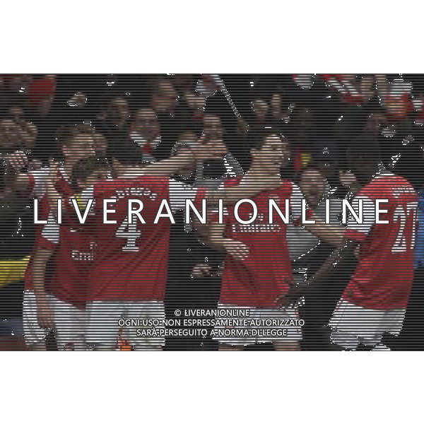 Goal celebrations against Barcelona during the UEFA Champions League first round of 16 match between Arsenal and Barcelona FC in the Emirates Stadium, north London, Britain, 16 February 2011. AG. ALDO LIVERANI SAS ITALY ONLY