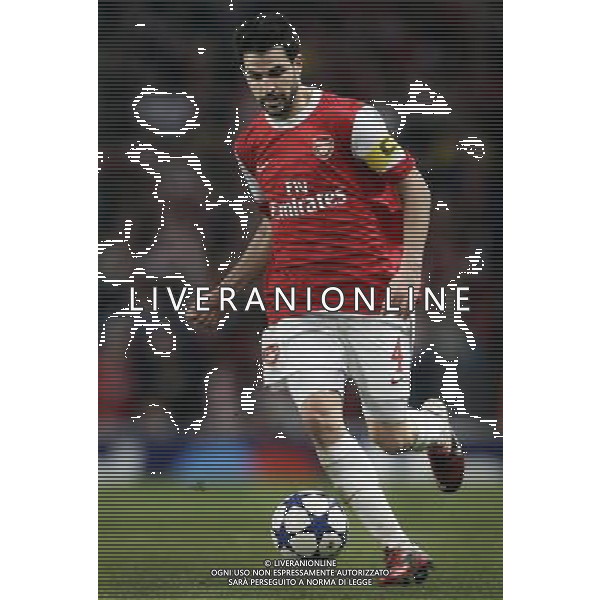 Arsenal\'s Cesc Fabregas leads the ball during the UEFA Champions League first round of 16 match between Arsenal and Barcelona FC in the Emirates Stadium, north London, Britain, 16 February 2011. AG. ALDO LIVERANI SAS ITALY ONLY