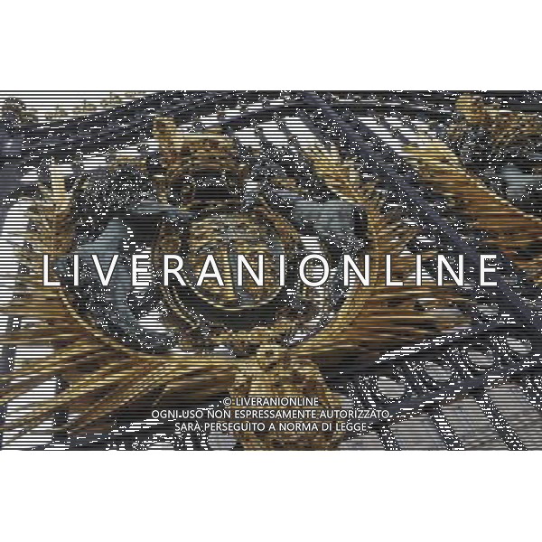 Details of Gildings on the Gates of Buckingham Palace in London AG. ALDO LIVERANI SAS ITALY ONLY