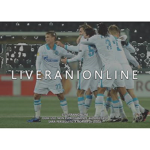 UEFA Europa League 2010/2011 Round of 32 Berna (Svizzera) - 17.02.2011 Young Boys-Zenit San Pietroburgo Nella Foto:Gruppo Esultanza Zenit San Pietroburgo /Ph.Vitez-Ag. Aldo Liverani