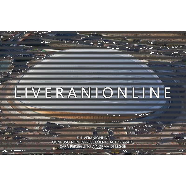 Velodrome Aerial. Aerial view of the Velodrome in the VeloPark. ©photoshot/Agenzia Aldo Liverani Sas - ITALY ONLY - Veduta panoramica aerea del sito del Parco Olimpico, dove si svolgeranno le Olimpiadi di Londra 2012