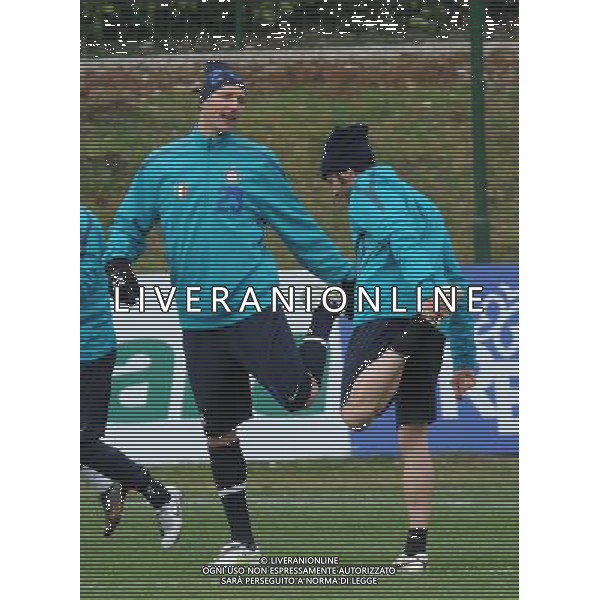 APPIANO GENTILE (CO) 22/2/2011 ALLENAMENTO INTER PER LA PARTITA DI CHAMPIONS LEAGUE CONTRO IL BAYERN MONACO NELLA FOTO MARCO MATERAZZI GIAMPAOLO PAZZINI FOTO ROMANO/AG ALDO LIVERANI