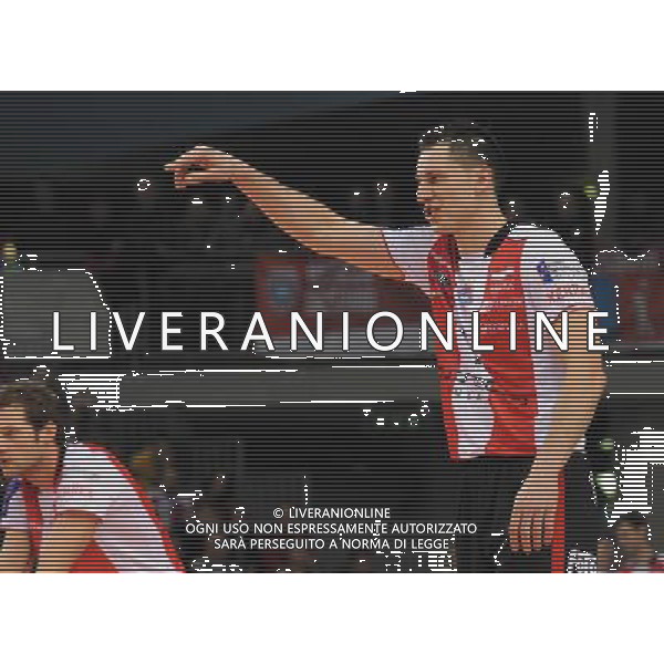 23.02.2011 - Hala Podpromie , Rzeszow . mecz o final Pucharu CEV . Asseco Resovia Rzeszow (czerwono-biale) - Sisley Treviso (czerwono-czarne) n/z. aleh Akhrem . Fot. Piotr Charchula / EDYTOR.net/NEWSPIX.PL --- Newspix.pl /AG ALDO LIVERANI PALLAVOLO VOLLEY ASSECO RESOVIA - SISLEY TREVISO - ITALY ONLY - *** Local Caption *** .
