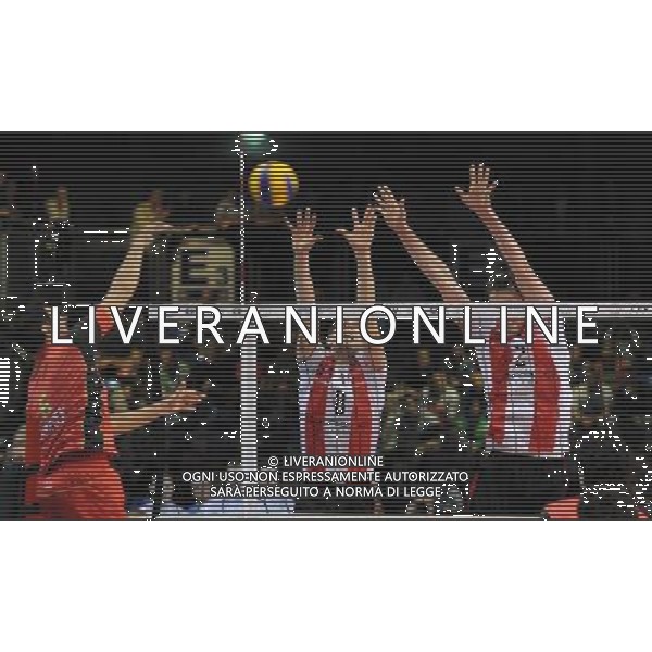 23.02.2011 - Hala Podpromie , Rzeszow . mecz o final Pucharu CEV . Asseco Resovia Rzeszow (czerwono-biale) - Sisley Treviso (czerwono-czarne) n/z. RMichal Baranowicz , Ryan Millar . Fot. Piotr Charchula / EDYTOR.net / Newspix.pl AG ALDO LIVERANI ONLY ITALY