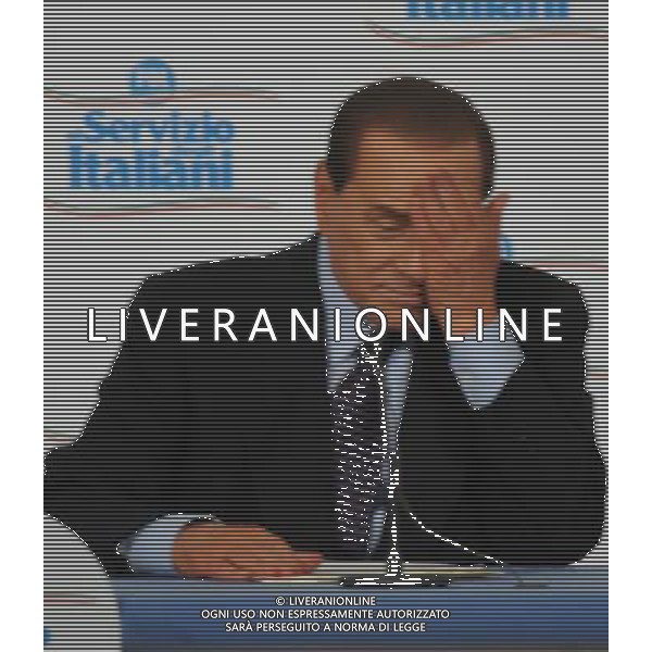 MILANO 28/2/2011 SILVIO BERLUSCONI A PALAZZO REALE CON MICHELA BRAMBILLA PER LA PRESENTAZIONE DEL PROGETTO: -IL PDL AL SERVIZIO DEGLI ITALIANI- NELLA FOTO SILVIO BERLUSCONI FOTO ROMANO/AG ALDO LIVERANI 
