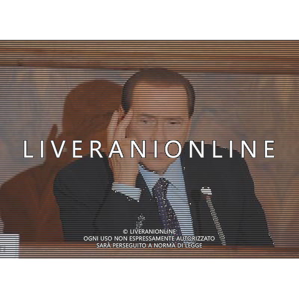 MILANO 28/2/2011 CONFCOMMERCIO C.so VENEZIA, 47 SILVIO BERLUSCONI INSIEME CON I MINISTRI LOMBARDI INCONTRA I RAPPRESENTANTI DELLA CONFCOMMERCIO NELLA FOTO SILVIO BERLUSCONI FOTO ROMANO/AG ALDO LIVERANI 