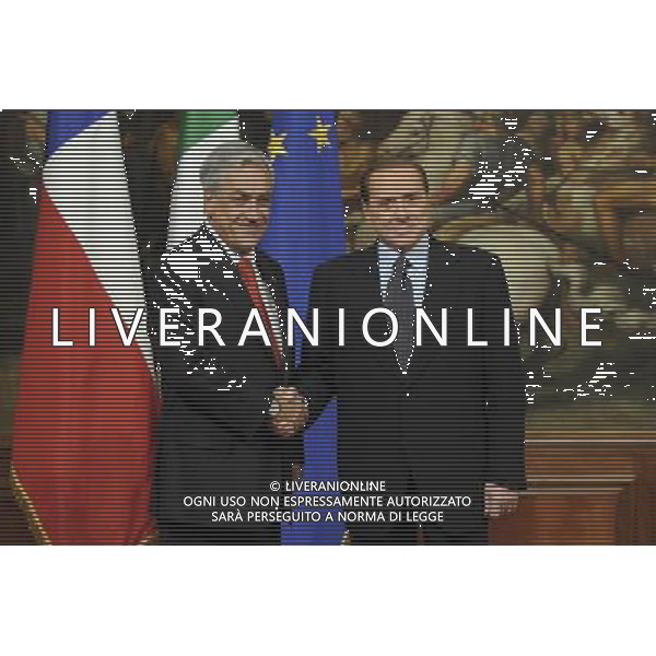 Roma - 03/03/2011 - Palazzo Chigi - Il Presidente del Consiglio Silvio Berlusconi incontra il Presidente della Repubblica del Cile Sebastian Pinera - nella foto: Silvio Berlusconi con il Presidente della Repubblica del Cile Sebastian Pinera © Fabrizio Corradetti - ag. Aldo Liverani sas