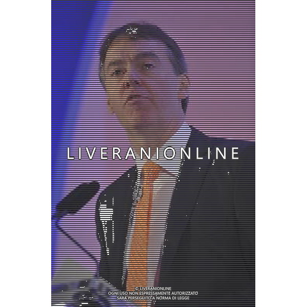 Rupert Murdoch\'s News Corporation has been given government approval for its controversial takeover of BSkyB. The green light follows News Corp\'s offer to spin-off Sky News as an independent company. Photo Shows; Jeremy Darroch, CEO and ED of BSkyB speaking at an Ft Digital Media \' Broadcasting Conference in London today ©photoshot/Agenzia Aldo Liverani Sas - ITALY ONLY - Jeremy Darroch, amministratore delegato BSkyB (British Sky Broadcasting) interviene alla Ft Digital Media \' Broadcasting Conference di Londra 03/03/2011