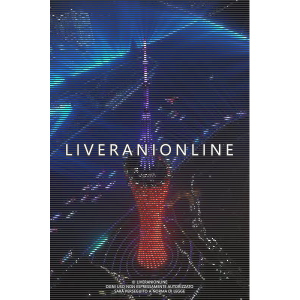 (110303) -- GUANGZHOU, March 3, 2011 () -- File photo taken on Nov. 10, 2010 shows the illuminated Guangzhou Tower in Guangzhou, capital of south China\'s Guangdong Province. In the year of 2010, Guangzhou attracted 127 million visits of tourists, up 7.13% year on year, and earned 125.461 billion RMB yuan in tourism revenues, rising 26.21%, according to Guangzhou\'s tourism working conference held on March 2, 2011. (/Liu Dawei) (hdt) AG. ALDO LIVERANI SAS ITALY ONLY *** Local Caption *** .