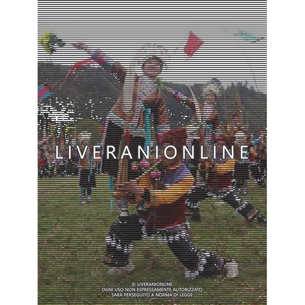 (110307) -- LIUZHOU, March 7, 2011 () -- People of Miao ethnic group perform \'Lusheng\' dance in Dongtou Township of Rongshui Miao Autonomous County, south China\'s Guangxi Zhuang Autonomous Region, March 6, 2011. \'Lusheng,\' a reed-pipe wind instrument, is commonly played by Miao and Dong ethnic groups. (/Long Linzhi) (lfj) gruppo etnico dei Miao AG. ALDO LIVERANI SAS ITALY ONLY *** Local Caption *** .
