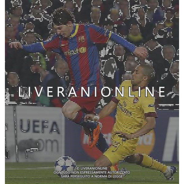 FC Barcelona\'s Leo Messi (l) and Arsenal\'s Gael Clichy during UEFA Champions League match.March 8,2011. Photo: Acero / Alterphotos / ALFAQUI /AG ALDO LIVERANI SAS CHAMPIONS LEAGUE BARCELLONA ARSENAL - ITALY ONLY -
