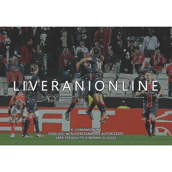 20110310: LISBON, PORTUGAL - SL Benfica vs PSG (Paris Saint Germain): Europa League 2010/2011, round of 8, 1st leg. In picture: Sylvain Armand, Peguy Luyindula, Nene and Mathieu Bodmer (PSG) celebrating goal. PHOTO: Alvaro Isidoro/CITYFILES LIGA EUROPY UEFA SEZON 2010/2011 PILKA NOZNA BENFICA LIZBONA vs PSG FOT. CITYFILES/NEWSPIX.PL PORTUGAL,BRAZIL,SPAIN,GERMANY,FRANCE,UK OUT !!! --- Newspix.pl EUROPA LEAGUE BENFICA PSG ©AG ALDO LIVERANI SAS - ITALY ONLY - *** Local Caption *** .