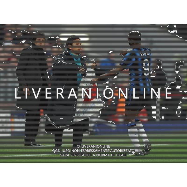 UEFA Champions League 2010/2011 Round of 16 Monaco - 15.03.2011 Bayern Monaco-Inter Nella Foto:eto\'o esulta con nagatomo /Ph.Vitez-Ag. Aldo Liverani