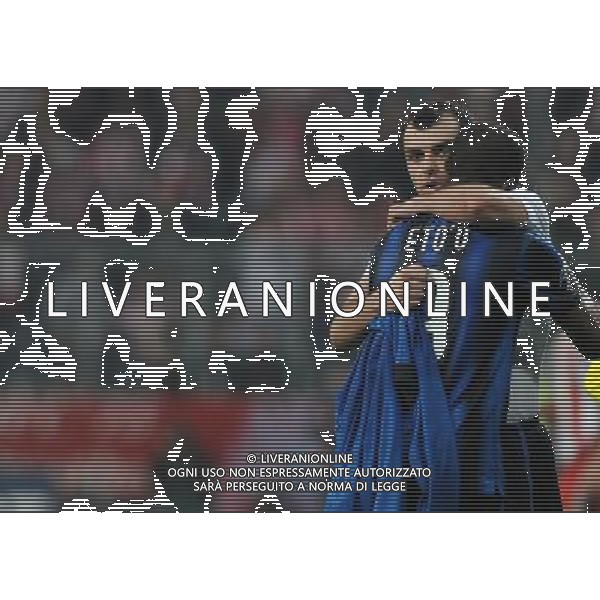 UEFA Champions League 2010/2011 Round of 16 Monaco - 15.03.2011 Bayern Monaco-Inter Nella Foto:pandev esulta con eto\'o /Ph.Vitez-Ag. Aldo Liverani