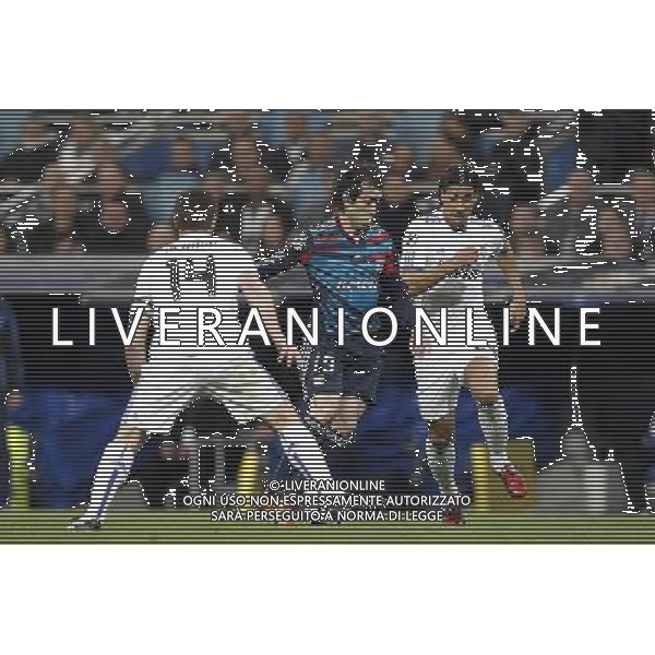 Real Madrid\'s Sami Khedira and Olimpique Lyon\'s Cesar Delgado during Champions League match in Madrid on March 16th 2011. Photo: Cid-Fuentes / Cebolla / ALFAQUI AG ALDO LIVERANI ONLY ITALY