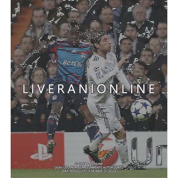 Real Madrid\'s Sergio Ramos and Olimpique Lyon\'s Cris during Champions League match in Madrid on March 16th 2011. Photo: Cid-Fuentes / Cebolla / ALFAQUI AG ALDO LIVERANI ONLY ITALY
