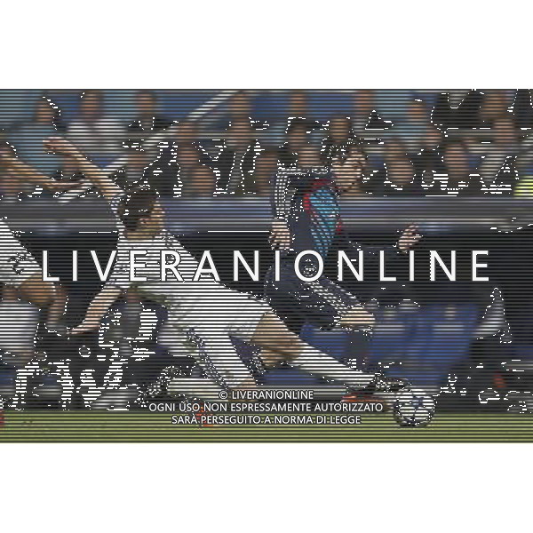 Real Madrid\'s Xabi Alonso and Olimpique Lyon\'s Cesar Delgado during Champions League match in Madrid on March 16th 2011. Photo: Cid-Fuentes / Cebolla / ALFAQUI AG ALDO LIVERANI ONLY ITALY
