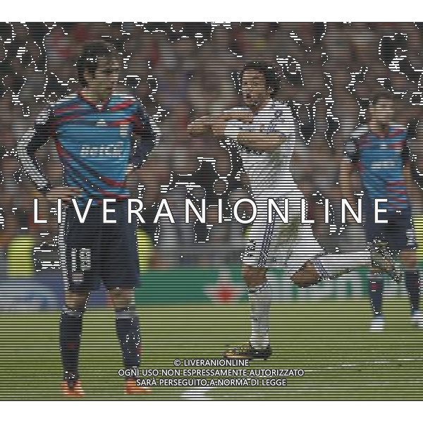 Real Madrid\'s Marcelo goal during Champions League match in Madrid on March 16th 2011. Photo: Cid-Fuentes / Cebolla / ALFAQUI AG ALDO LIVERANI ONLY ITALY
