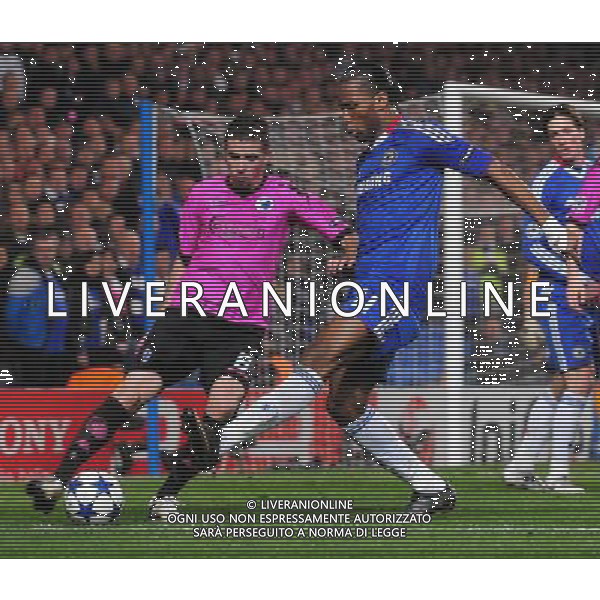 (110317) -- LONDON, March 17, 2011 () -- Didier Yves Drogba Tebily (R, front) of Chelsea competes during the match against FC Copenhagen at 2010/11 UEFA Champions League at Stamford Bridge Stadium in London, on March 16, 2011. The match ended with a 0-0 draw. On aggregate 2-0, Chelsea completed the lineup for quarter finals. (/Zeng Yi) (lm) AG ALDO LIVERANI S A S ONLY ITALY