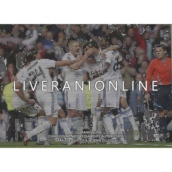 Real Madrid\'s Angel Di Maria goal during Champions League match in Madrid on March 16th 2011. Photo: Cid-Fuentes / Cebolla / ALFAQUI AG ALDO LIVERANI S A S ONLY ITALY