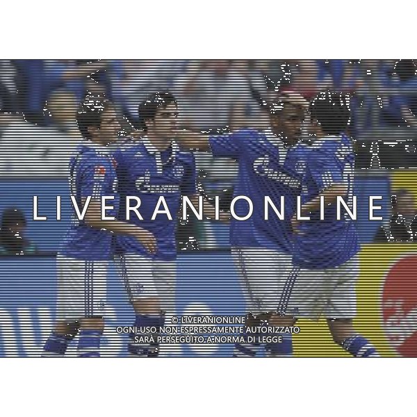 firo FuÃŸball,Fussball, 12.03.2011 1.Bundesliga, Saison 2010/2011 FC Schalke 04 - Eintracht Frankfurt Jubel Ã¼ber sein Tor zum 1:0 Jurado per Elfmeter mit Raul , Gavranovic und Farfan$worldrightsEs gelten unsere AGB, einsehbar auf $worldrightsEs gelten unsere AGB, einsehbar auf www.firosportphoto.de copyright by firo sportphoto: Pfefferackerstr. 2aÂ  45894 G e l s e n k i r c h e n www.firosportphoto.de mail@firosportphoto.de (V o l k s b a n k B o c h u m - W i t t e n ) BLZ.: 430 601 29 Kt. Nr.: 341 117 100 Tel:Â  0209 - 9304402 Fax:Â  0209 - 9304443 AG. ALDO LIVERANI SAS ITALY ONLY *** Local Caption *** .