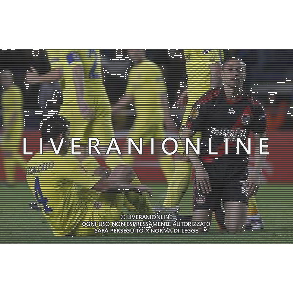 Villareal\'s Mateo Musacchio (l) and Bayer 04 Leverkusen\'s Sidney Sam during UEFA Europa League match.March 17,2011. (ALTERPHOTOS/Acero) AG. ALDO LIVERANI SAS ITALY ONLY *** Local Caption *** .