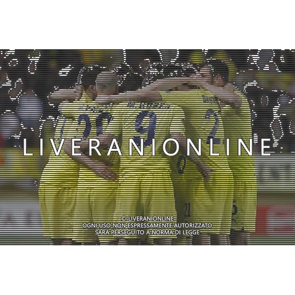 Villareal\'s players celebrate goal during UEFA Europa League match.March 17,2011. (ALTERPHOTOS/Acero) AG. ALDO LIVERANI SAS ITALY ONLY *** Local Caption *** .