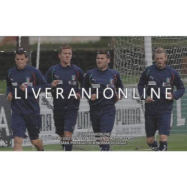 Raduno Nazionale Italiana a Coverciano Firenze - 21.03.2011 Allenamento Nella Foto:domenico criscito antonio nocerino maggio balzaretti federico /Ph.Vitez-Ag. Aldo Liverani