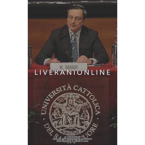 MILANO 21/3/2011 AULA MAGNA UNIVERSITA\' CATTOLICA INCONTRO CON MARIO DRAGHI GOVERNATORE DELLA BANCA D\' ITALIA NELLA FOTO MARIO DRAGHI FOTO ROMANO/AG ALDO LIVERANI