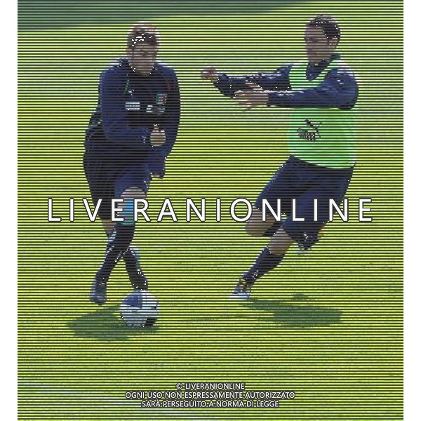 Raduno Nazionale Italiana a Coverciano Firenze - 22.03.2011 Allenamento Nella Foto:Davide Santon-Leonardo Bonucci /Ph.Vitez-Ag. Aldo Liverani