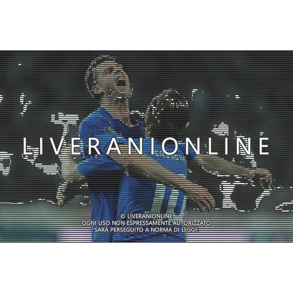 Qualificazioni ai Campionati Europei UEFA EURO 2012 Gruppo C Ljubljana - 25.03.2011 Slovenia-Italia Nella Foto: thiago motta esultanza dopo il gol con antonio cassano /Ph.Vitez-Ag. Aldo Liverani