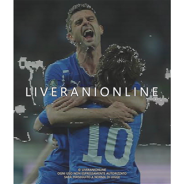 Qualificazioni ai Campionati Europei UEFA EURO 2012 Gruppo C Ljubljana - 25.03.2011 Slovenia-Italia Nella Foto: thiago motta esultanza dopo il gol con antonio cassano /Ph.Vitez-Ag. Aldo Liverani