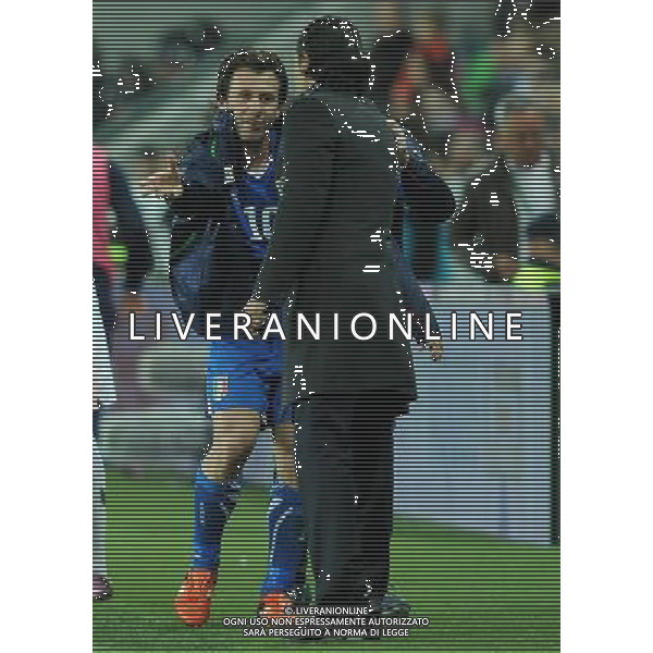 Qualificazioni ai Campionati Europei UEFA EURO 2012 Gruppo C Ljubljana - 25.03.2011 Slovenia-Italia Nella Foto: Prandelli cesare con cassano antonio /Ph.Vitez-Ag. Aldo Liverani