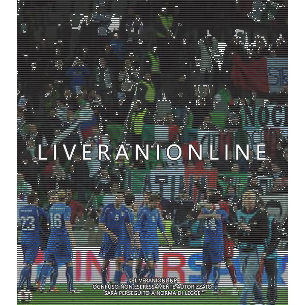 Qualificazioni ai Campionati Europei UEFA EURO 2012 Gruppo C Ljubljana - 25.03.2011 Slovenia-Italia Nella Foto: esultanza Giocatori italia al fischio finale /Ph.Vitez-Ag. Aldo Liverani