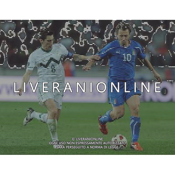 Qualificazioni ai Campionati Europei UEFA EURO 2012 Gruppo C Ljubljana - 25.03.2011 Slovenia-Italia Nella Foto:Antonio Cassano-Robert Koren /Ph.Vitez-Ag. Aldo Liverani