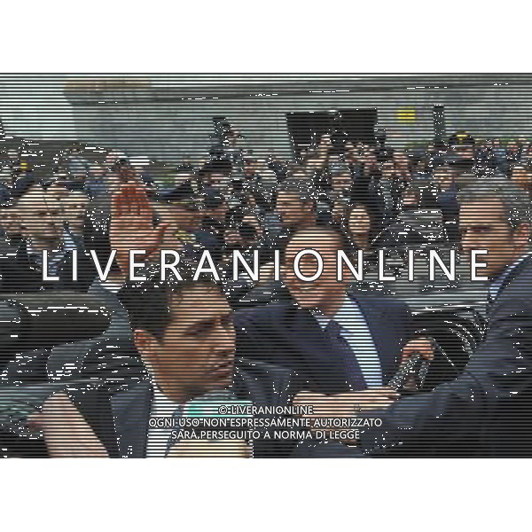 MILANO 28/3/2011 USCITA DI SILVIO BERLUSCONI DAL TRIBUNALE DI MILANO FOTO ROMANO/AG ALDO LIVERANI