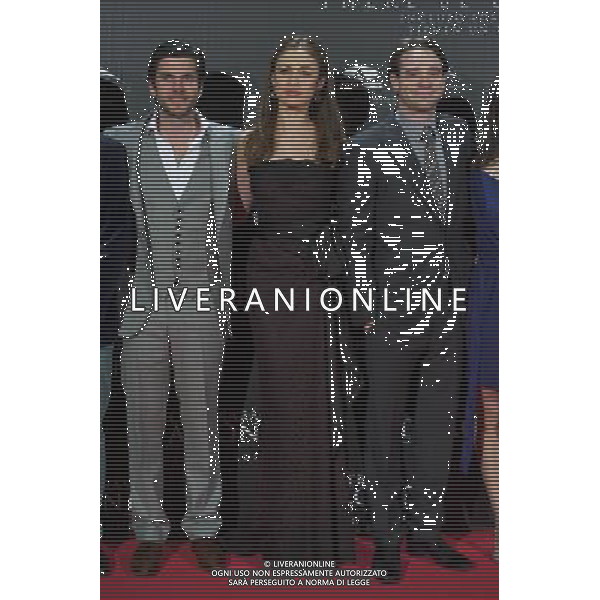 Dougary Scott, Wes Bently, Olga Kurylenko, Charly Cox, Ana Torrent and Albert Bassave attend the Premiere of \'There be dragons\' at Capitol Cinema in Madrid AG. ALDO LIVERANI SAS ITALY ONLY *** Local Caption *** .