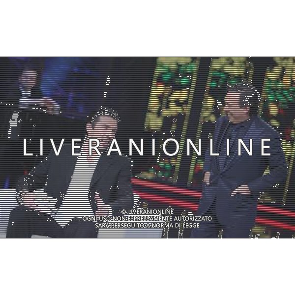 MILANO 31/3/2011 STUDIO MEDIASET COLOGNO MONZESE SPETTACOLO TRASMISSIONE TV \'CHIAMBRETTI NIGHT\' NELLA FOTO PIERO CHIAMBRETTI GIANLUIGI BUFFON ALENA SEREDOVA FOTO FIOCHI/AG ALDO LIVERANI