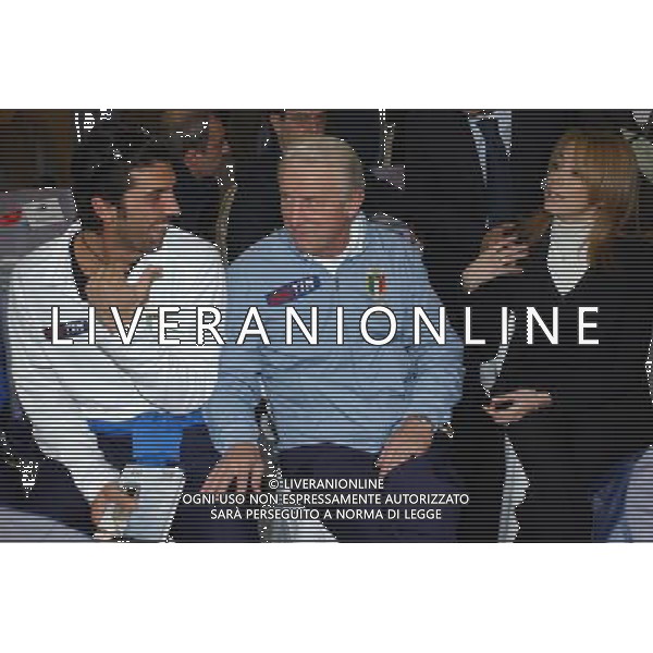 Milano Stadio Meazza di San Siro 29/03/2004 Conferenza stampa Puma-Figc presentazione nuova collezione della nazionale per Europei nella foto Gianluigi Buffon con Giovanni Trapattoni Agenzia aldo liverani