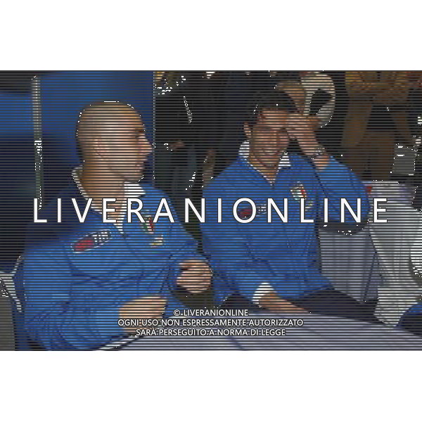 Milano Stadio Meazza di San Siro 29/03/2004 Conferenza stampa Puma-Figc presentazione nuova collezione della nazionale per Europei nella foto Marco Di vaio e Bernardo Corradi Agenzia aldo liverani