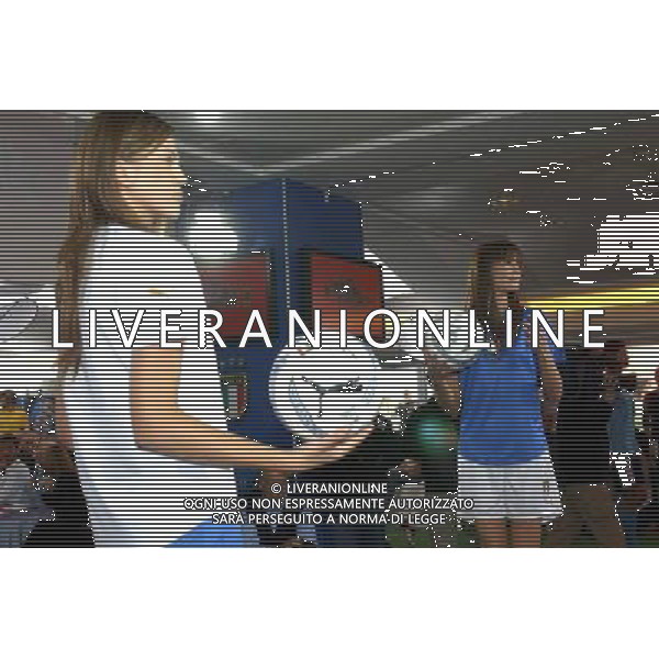 Milano Stadio Meazza di San Siro 29/03/2004 Conferenza stampa Puma-Figc presentazione nuova collezione della nazionale per Europei nella foto i modelli sfilano con le nuove maglie Agenzia aldo liverani