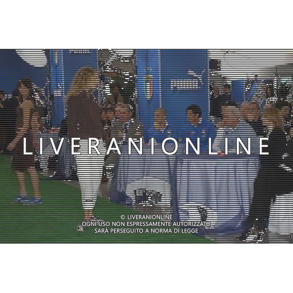 Milano Stadio Meazza di San Siro 29/03/2004 Conferenza stampa Puma-Figc presentazione nuova collezione della nazionale per Europei nella foto i modelli sfilano con le nuove maglie Agenzia aldo liverani